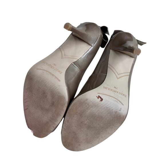 Enzo Angiolini high heel pumps dressy open toe 7M patent flirty bow high heels - Picture 6 of 9